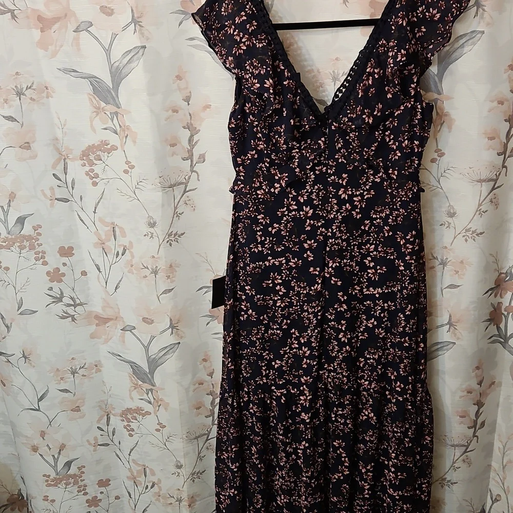 Lulu's Navy Blue and Pink Floral Maxi Dress - Picture 5 of 10